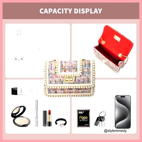 Small Crossbody Bag with Adjustable Chain Strap, PU Leather, RFID Pocket - Picture 5 of 5